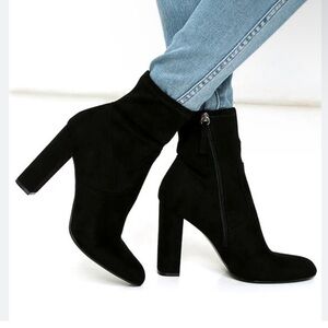 Steve Madden Edit Black Suede High Heel Mid-Calf Boots